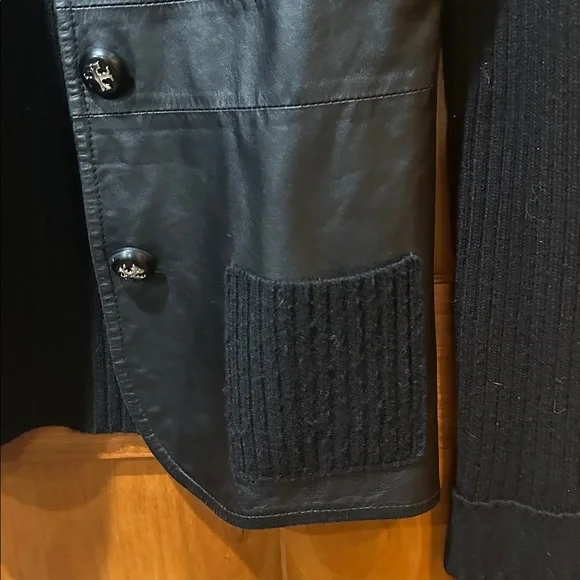 Tory Burch Black Leather and Knit Jacket - Picture 6 of 6
